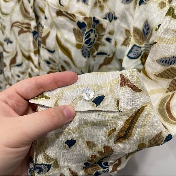 Habitat Linen Leaf Printed Lightweight Jacket Button Down Medium *flawed* - Picture 9 of 10